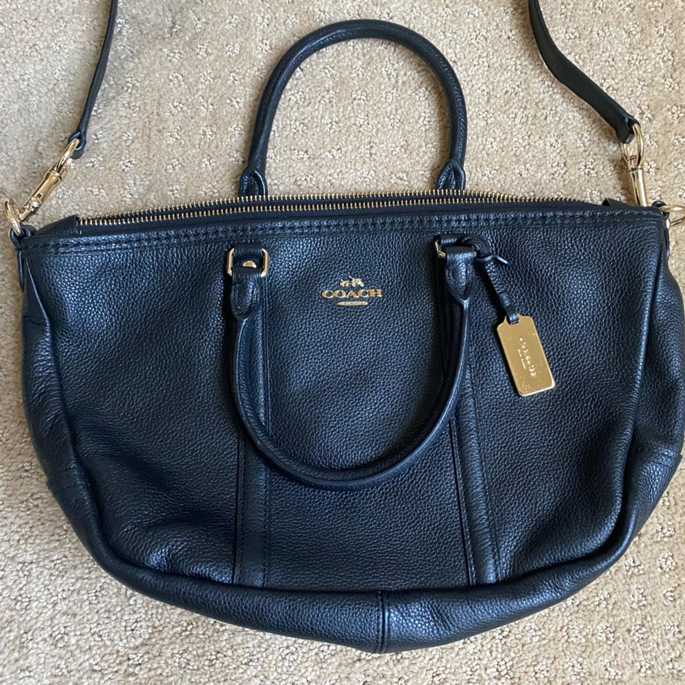 Coach Black Pebble Leather Satchel